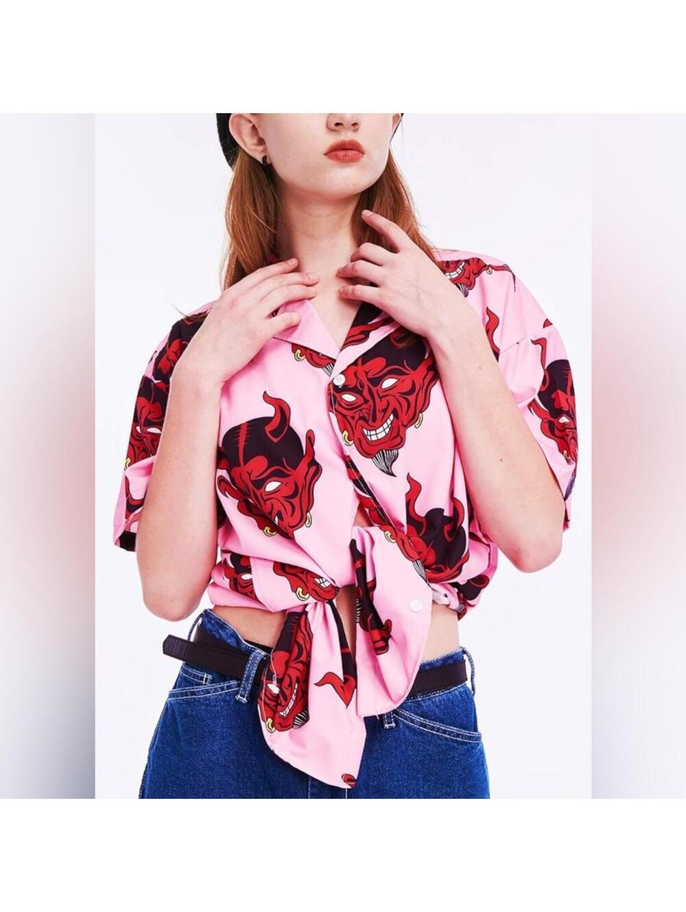 Pink Demon Print Women's Top